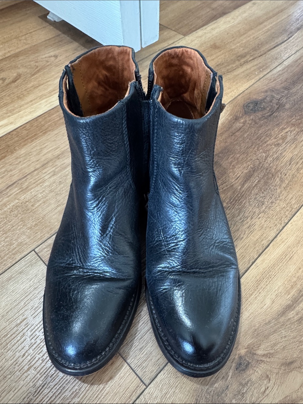 Franco Sarto Black Leather Women's Chelsea Ankle Boots with Buckle Accent - Picture 2 of 6